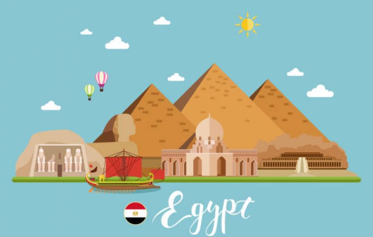 Egypt Travel Landscape Vector Illustration